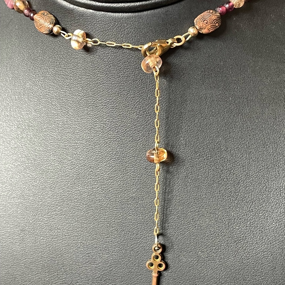 Tourmaline, Agate, Vintage beaded artisan necklace - Picture 7 of 8